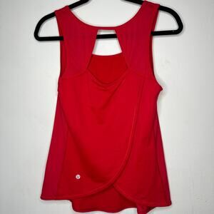 Lululemon Red Moisture Wicking Cut Out Run Speed Squad Tank